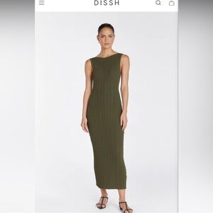 NWT Dissh Sienna olive knit midi dress, large